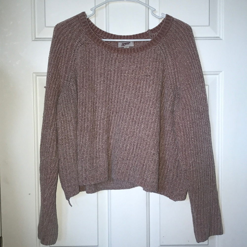arizona jean co.muted pink crochet cropped sweater